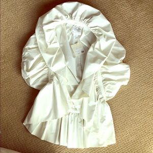 Beautiful frilled short jacket, Ivory